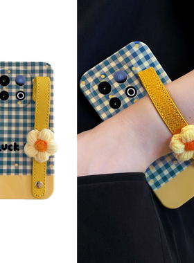 ins风针织花朵适用vivoiqooz10x手机壳iqooz9turbo腕带z8x蓝色z7i格纹z6x立体z5液态z3手提vivo硅胶iq00新款p