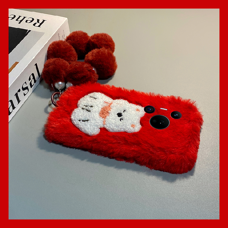 刺绣西高地小狗适用华为pura80pro+手机壳pura70ultra毛球p60art挂链40por+十p30毛绒p20秋冬季p10plus卡通软