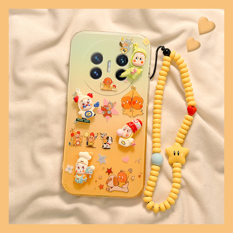 可爱黄色星星人适用华为magicv3手机壳magicvs2晕染p50立体pockets手链matexs2趣味x5折叠屏x3手提pocket2硬