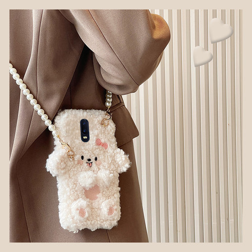 可爱狗狗适用oppor17pro手机壳r15x梦境版r11splus立体r9s斜挎r7plus可背带r17卡通oppo毛绒绒0pp0硅胶毛茸茸