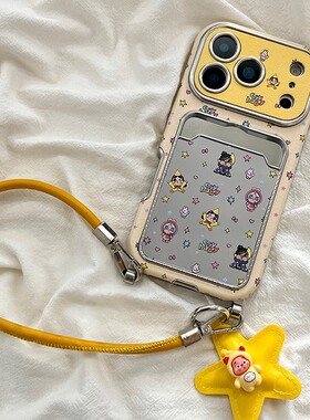 丑萌哭娃卡包适用小米红米note13pro手机壳noto12turbo可爱k80镜面k70挂件k60por手提绳redmi卡通皮纹仿皮软p