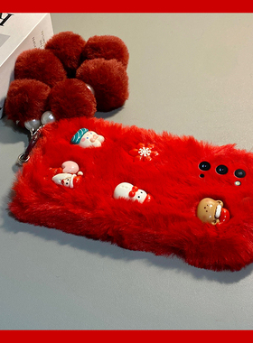 雪人小熊兔子适用三星a90手机壳a80毛球a70s挂链a50毛绒a30秋冬季a20红色a10卡通a52立体a8s软galaxy/a53/f52