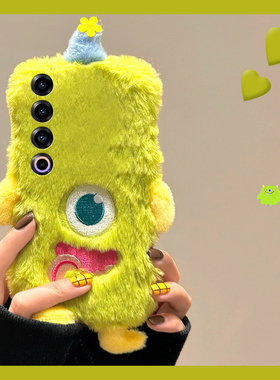 刺绣独眼怪兽适用魅族22mini手机壳note16绿色21pro卡通20秋冬季18por毛绒18x立体7/16spor/16t/16x/16thplus