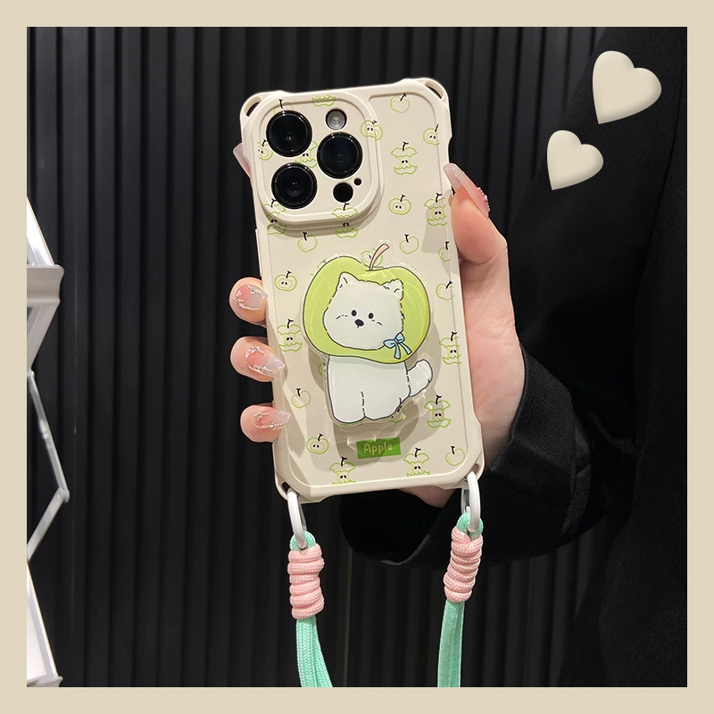 可爱青苹果小狗适用vivoiqooz10x手机壳iqoo12立体z9turbo支架z8挂绳z7i趣味z5四角z3防摔u5e卡通u3x硅胶vivo