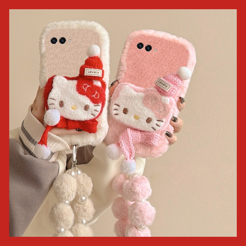 圣诞帽子kt猫适用三星zflip7fe手机壳zfold6毛球zflip5挂链w23flip秋冬季3折叠屏zfold2毛绒w22/w21/galaxy硬