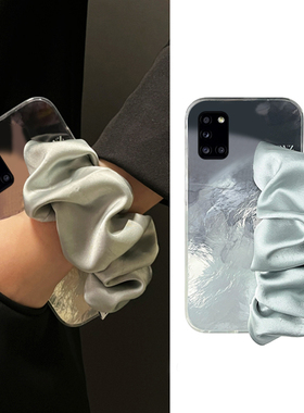 黑色晕染适用三星a90手机壳a80立体a70s褶皱a50腕带a30斜挎a20可背带a10硅胶a52高级感a8s日韩galaxy/a53/f52