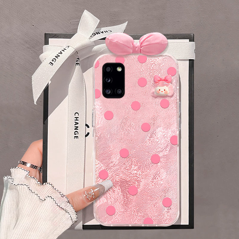 粉色波点适用三星a90手机壳a80蝴蝶结a70s立体a50女孩a30少女心a20卡通a10硅胶a52/a8s/galaxy/a53/f52可爱软