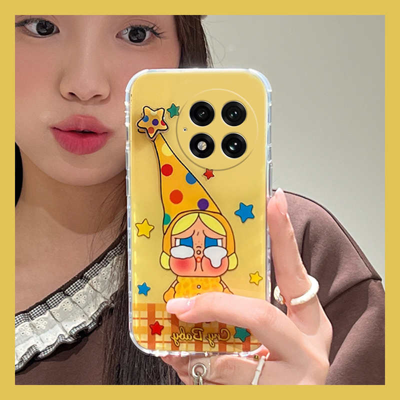 可爱星星人哭娃适用oppo一加12手机壳ace3可旋转2pro卡通2v挂件1挂绳9rt丑萌8t硅胶7tpro趣味6t软壳1+oneplus