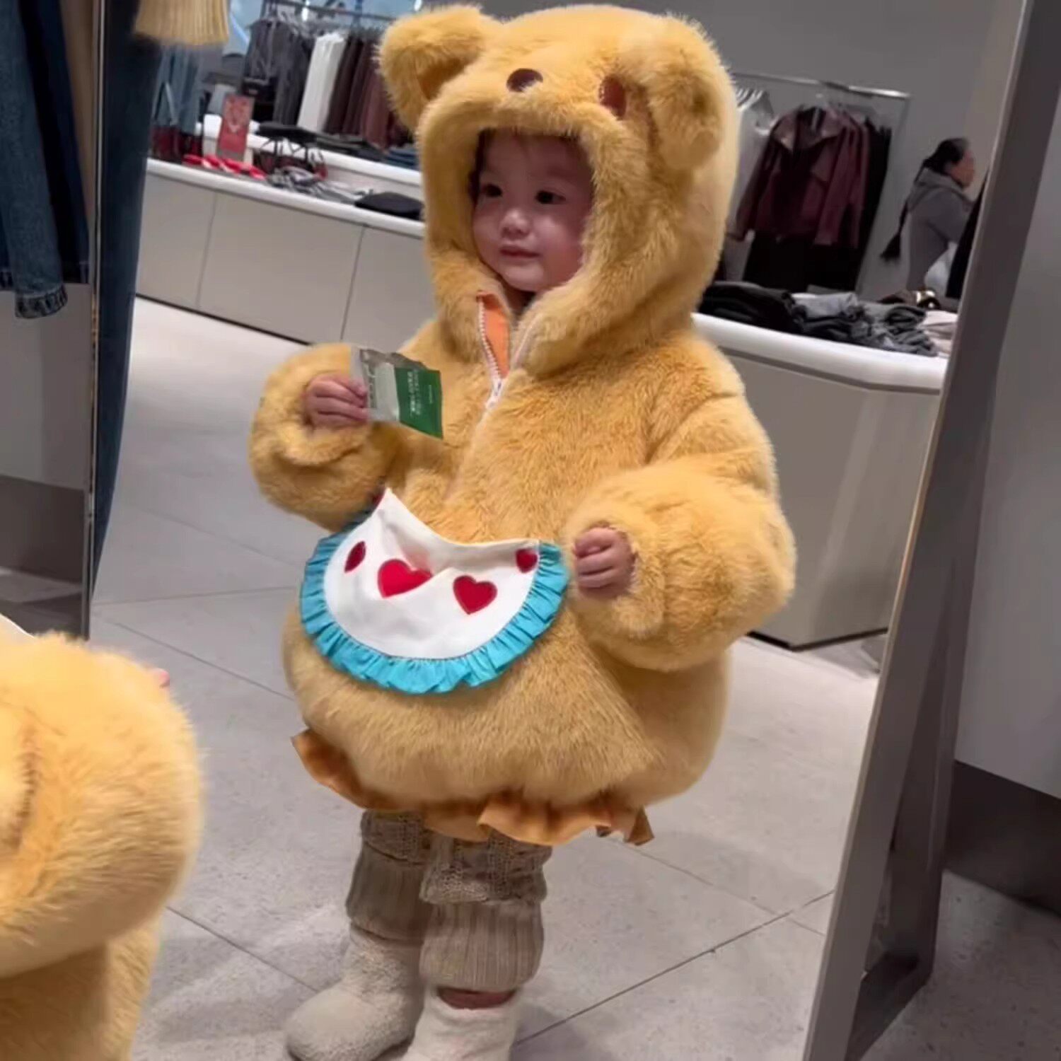 韩版女童2025冬季新款超萌黄油黄色小熊连帽连体衣女宝宝保暖外套