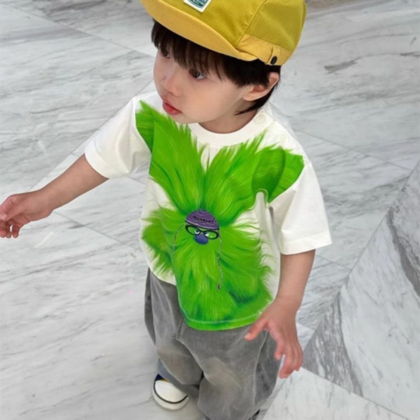 韩国童装男童短袖2025新款夏帅气时髦小男孩潮酷卡通印花T恤上衣
