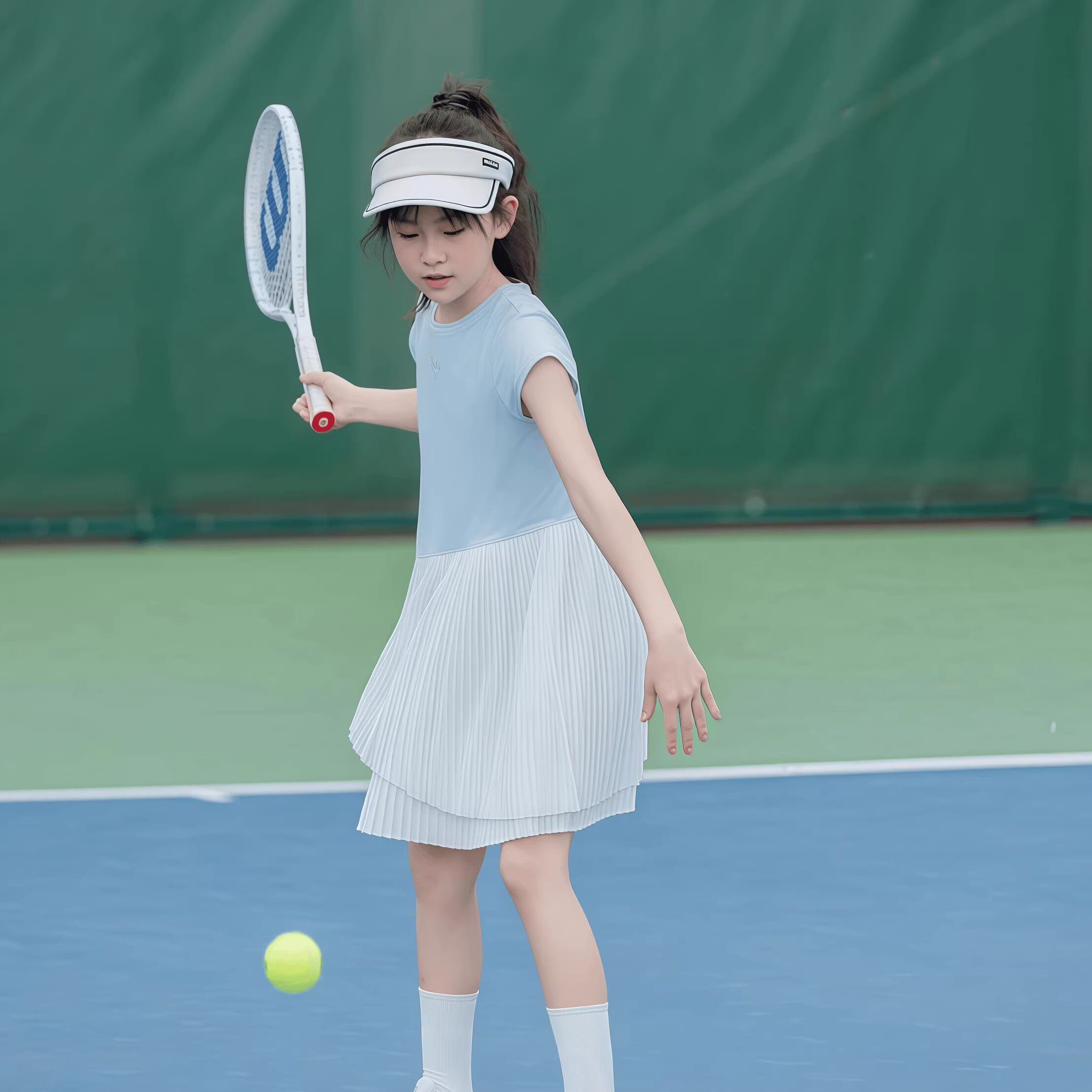 女童运动连衣裙夏季2026新款速干女孩子网球冰丝凉感儿童夏装裙子