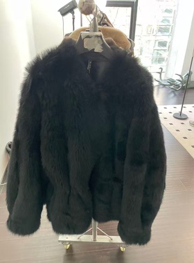 HERDERS 黑色中长款皮毛一体外套  52220