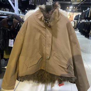 HERDERS 短款立领貉子毛外套 259121