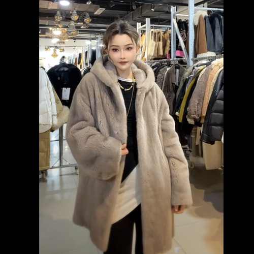 HERDERS 银蓝百搭时尚纯天然水貂皮草外套女 249571