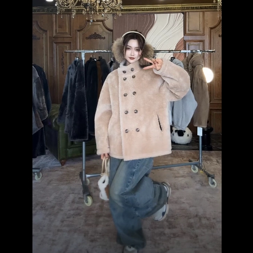 HERDERS （两面穿）立领颗粒双排扣颗粒羊毛外套 257897