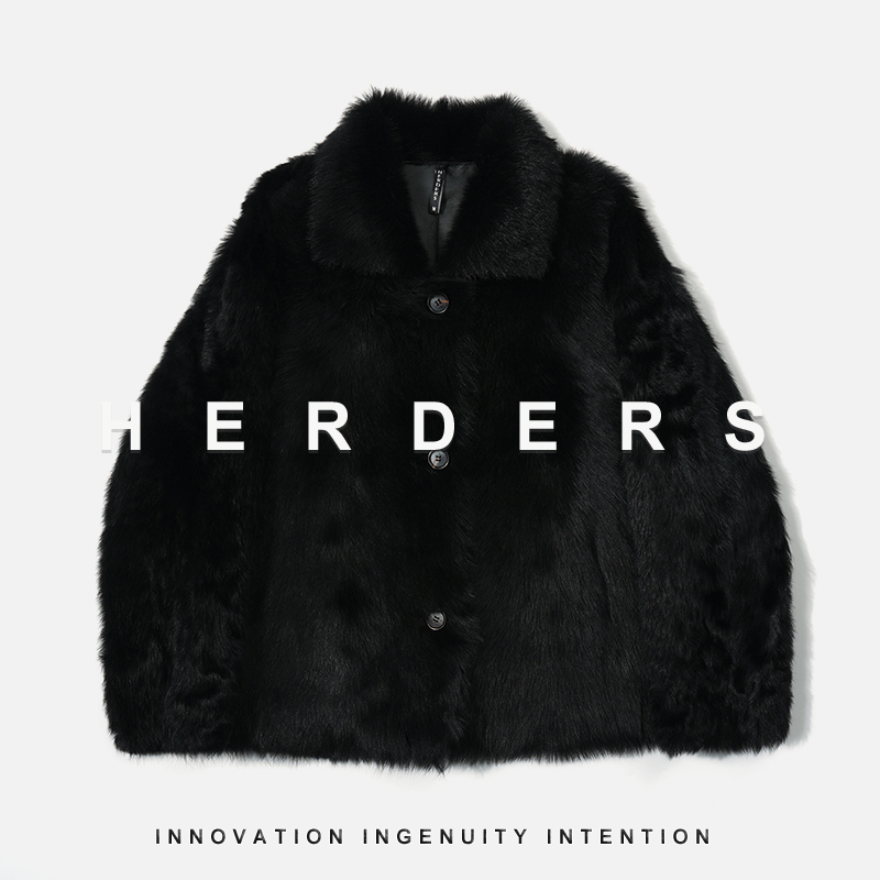 HERDERS 短款翻领纽扣款皮毛一体外套 52363,女装/女士精品,皮草,淘宝优惠券,粉丝福利购,淘宝优惠卷