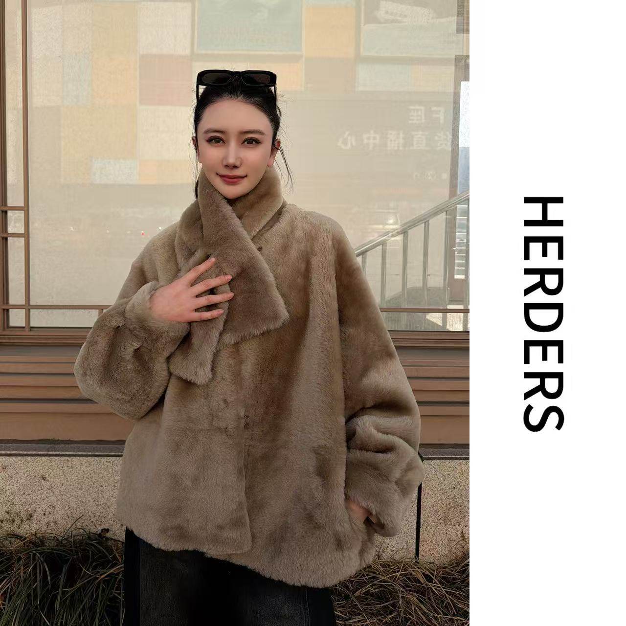 HERDERS 短款羊皮毛一体女款保暖外套 LW007,女装/女士精品,皮草,淘宝优惠券,粉丝福利购,淘宝优惠卷