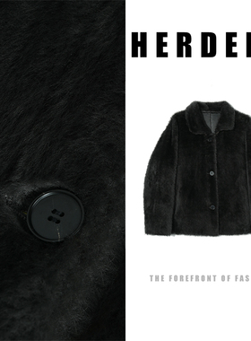 HERDERS 短款小翻领皮毛一体外套 52363