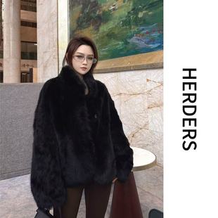 HERDERS 短款立领托卡皮毛一体外套 52260