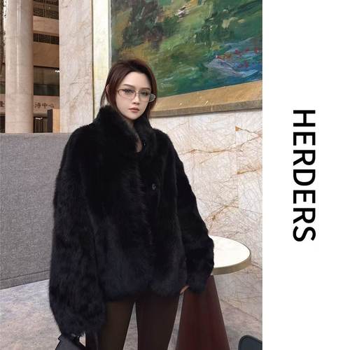 HERDERS 短款立领托卡皮毛一体外套 52260
