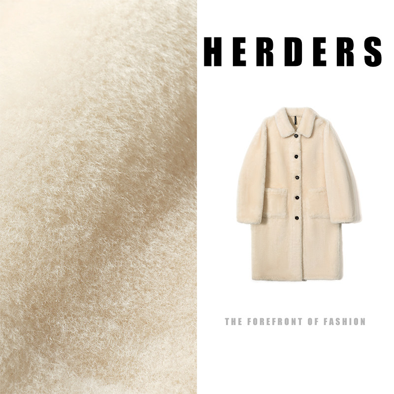 HERDERS 长款小翻领羊皮羊毛皮毛一体女士外套 52327