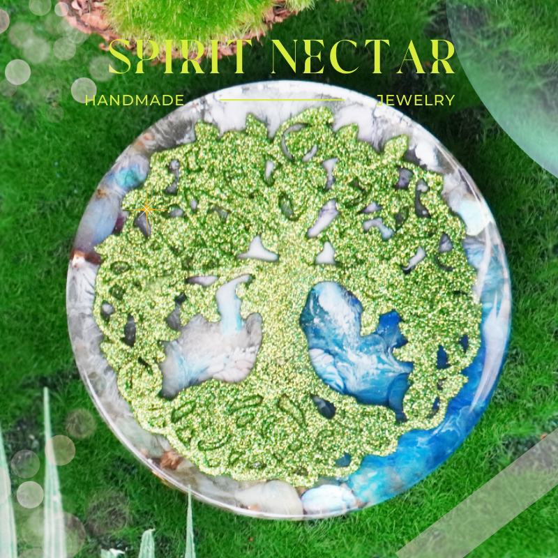 生命树丰盛奧剛拉长石水晶瑜伽健康家居摆件饮料充能板杯垫身心灵