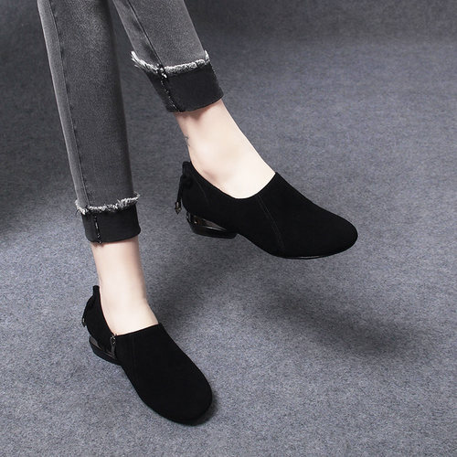 BIANNI圆头单鞋女鞋羊皮乐福鞋