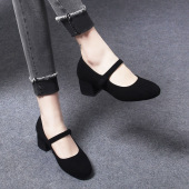 春秋单鞋 粗跟玛丽珍鞋 复古超软羊皮春季 2025新款 女鞋 夏季 中跟皮鞋