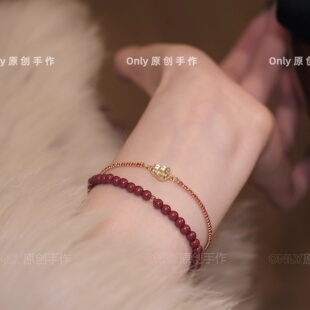 礼物推荐 显白爆款 天然水沫玉红绳手链新年鸿运女新中式 Only原创