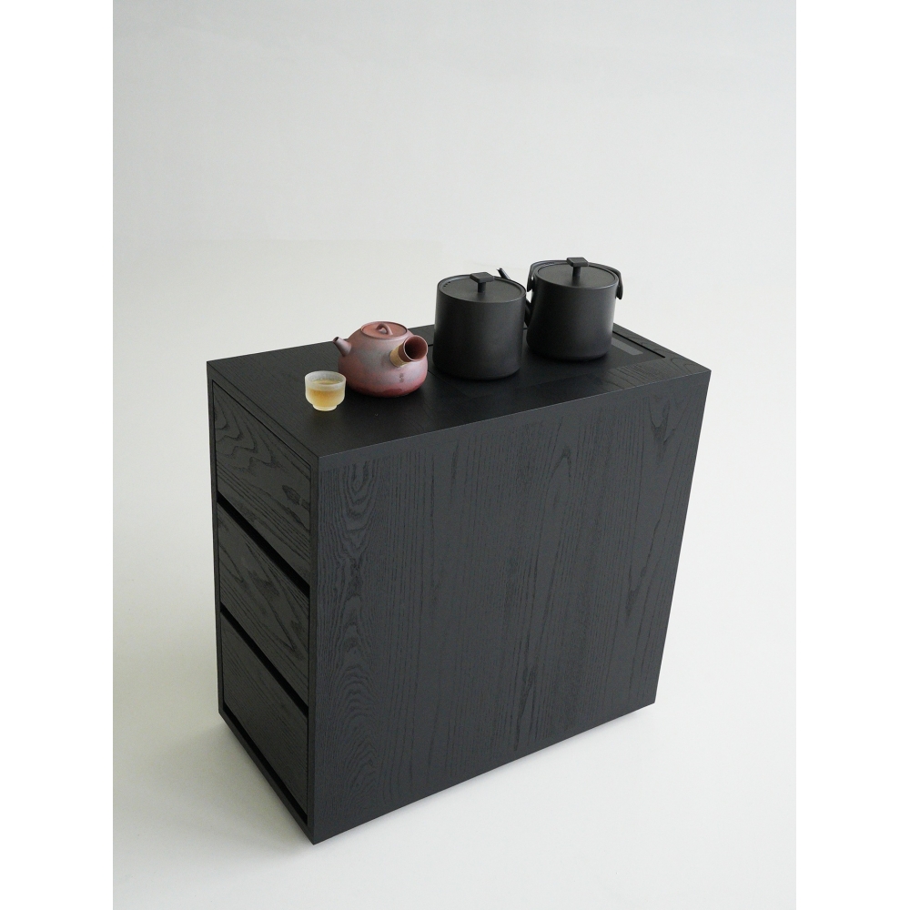 白蜡木侘寂风茶水柜边几