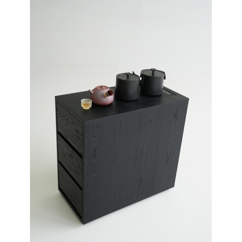 白蜡木侘寂风茶水柜边几