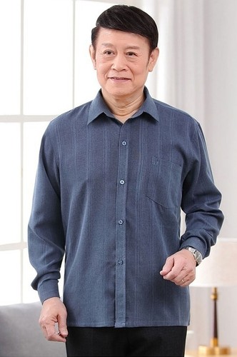 春夏装爸爸棉麻60-70-80长袖衬衫