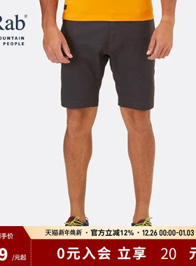 RAB睿坡Radius户外男士运动五分裤弹力舒适耐磨透气短裤 QBU-67