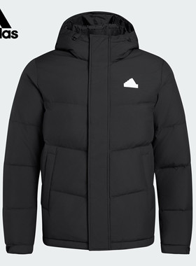 阿迪达斯男装2025新款运动加厚舒适休闲保暖连帽羽绒服外套KF6754