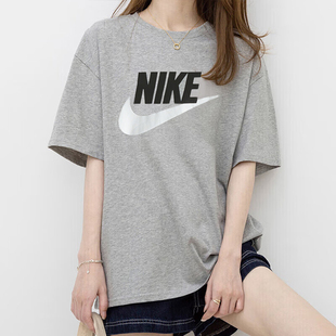 情侣短袖 Nike耐克女装 灰色纯棉运动服男装 针织半袖 T恤AR5005 夏季