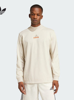 adidas阿迪达斯三叶草篮球风长袖套头衫2025秋男半高领T恤JD5402