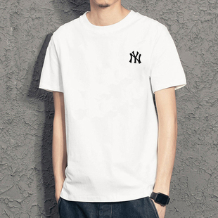 MLB官方白色情侣短袖T恤男装女装2022夏季新休闲印花针织运动上衣