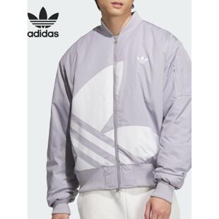 Adidas阿迪达斯三叶草男女装2025新款复古立领运动夹棉外套JX7066