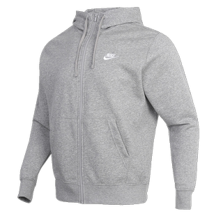 NIKE耐克针织外套男2024秋季连帽运动大码开衫夹克灰色卫衣BV2649