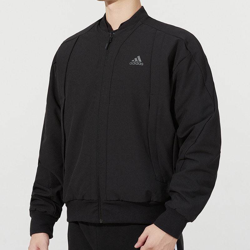 adidas阿迪达斯男装秋季外套加绒立领保暖运动服上衣h38398