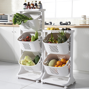 厨房置物架落地多层零食收纳架放菜多功能菜篮子分层小推车置物架