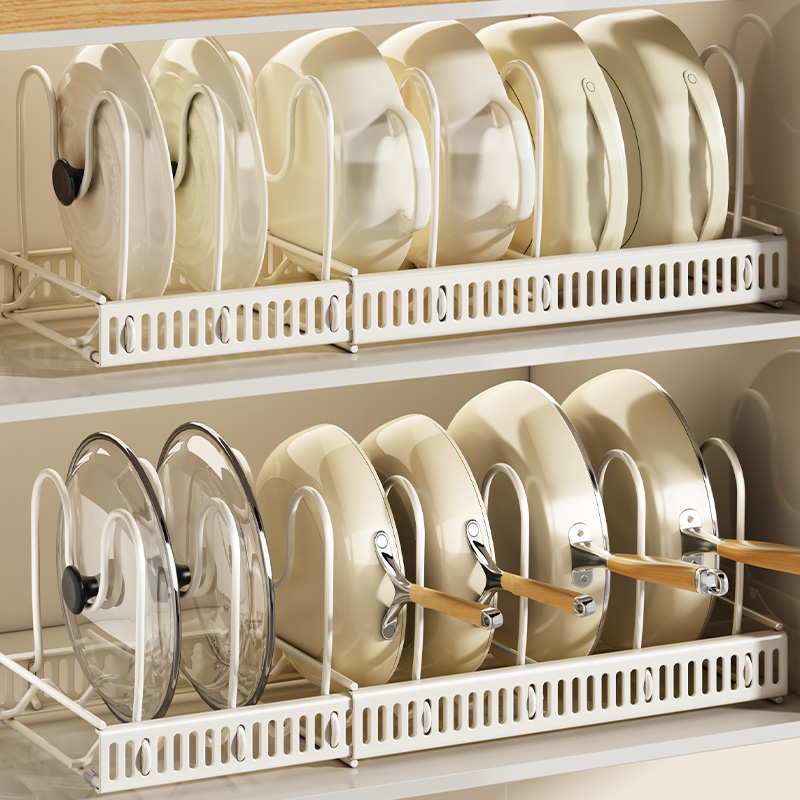 锅具收纳架橱柜内多功能厨房置物架台面碗碟架锅盖架