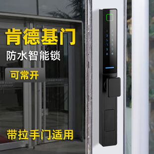 肯德基门智能锁户外防水庭院玻璃指纹电子密码断桥铝商铺地弹簧门