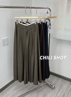 【英英Chili】慵懒风复古日系垮垮百搭设计师款DA阔腿裙裤 08.21