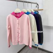 韩系撞色减龄假两件带帽100全羊毛针织毛衣X 英英Chili 01.12