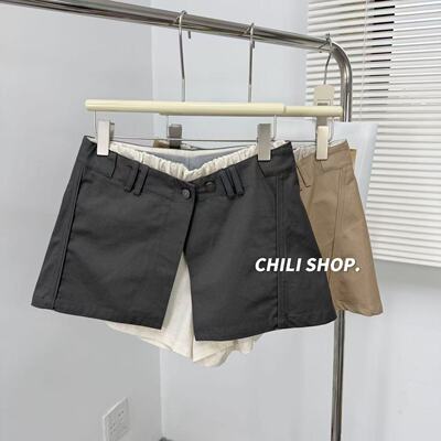 【英英Chili】设计师款撞色两件亚麻百搭休闲短裤 03.27
