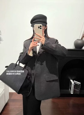 【英英Chili】阔版韩系设计师款宽松白鸭绒羽绒服西装 12.21