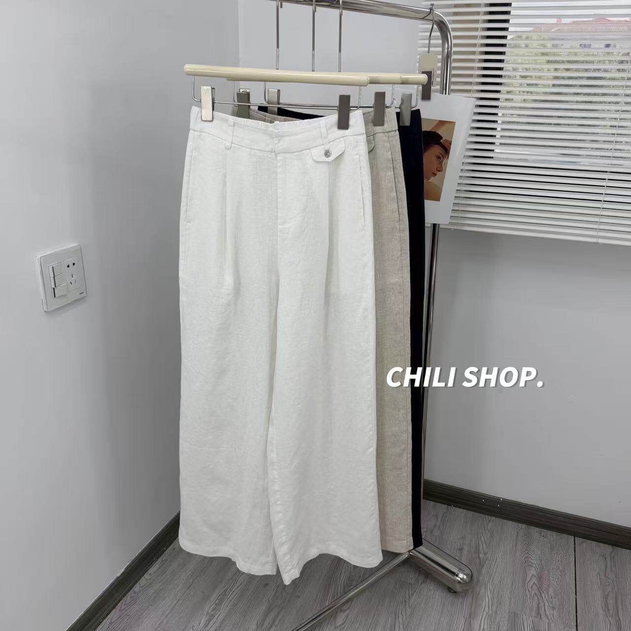 【英英Chili】简约韩系设计师款百搭亚麻休闲西装裤KD 05.15