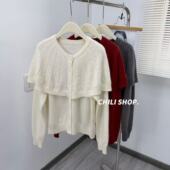 勾花披肩重工韩系设计羊毛浣熊绒针织毛衣 英英Chili 01.15