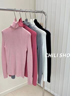 【英英Chili】高领堆堆领超细羊毛百搭显瘦针织毛衣打底 08.12